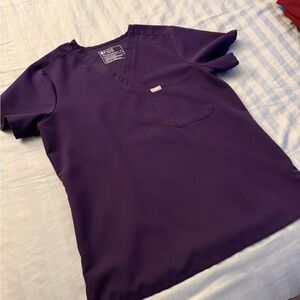 FIGS Women's V-Neck Scrub Top in Deep Purple